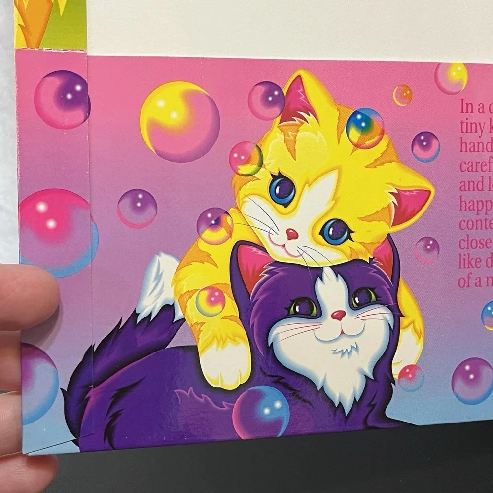 Lisa Frank Purple & Yellow Cuddly Kittens Cats 3 Ring Binder Folder Vintage 90's